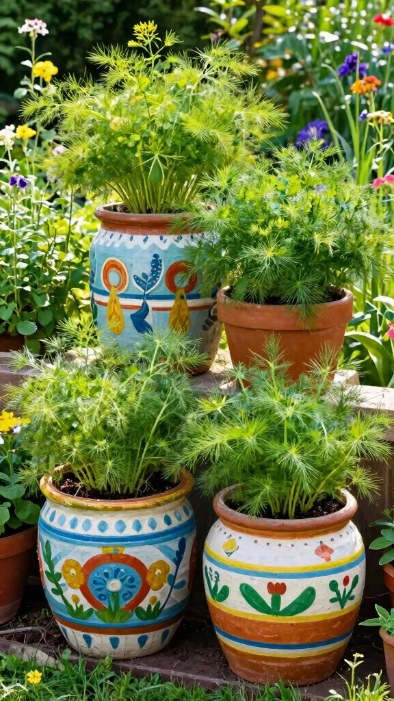 23 Decorative Planters for Bug-Repelling Herbs to Enhance Your Outdoor Space! - 14. Recycled Containers: Fennel Fantasia 1