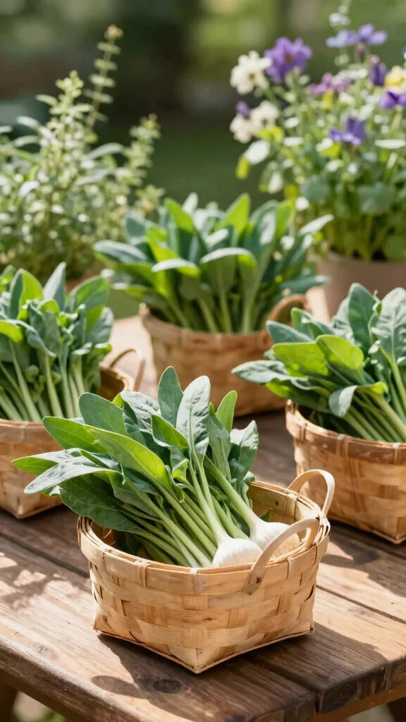 23 Decorative Planters for Bug-Repelling Herbs to Enhance Your Outdoor Space! - 17. Beautiful Baskets: Garlic Greens 1