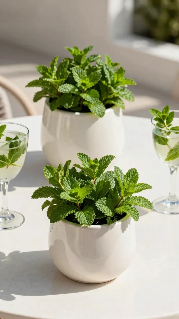 23 Decorative Planters for Bug-Repelling Herbs to Enhance Your Outdoor Space! - 2. Modern Minimalism: Mint Magic 1
