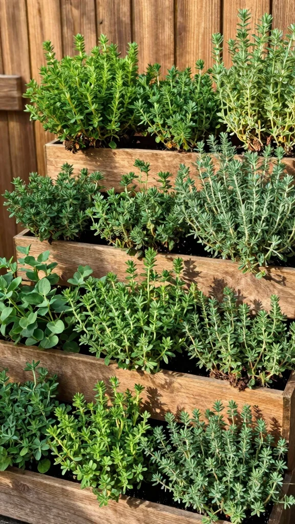 23 Decorative Planters for Bug-Repelling Herbs to Enhance Your Outdoor Space! - 7. Vertical Garden: Thyme Towers 1