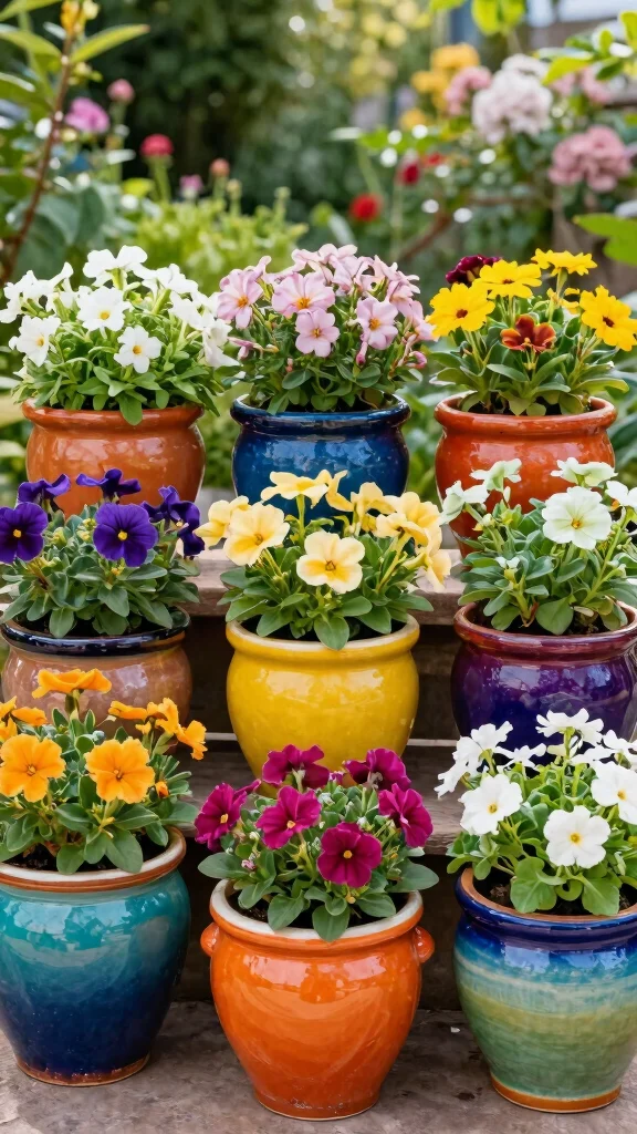 23 Unique Planter Designs That Will Elevate Your Outdoor Space Instantly! - 10. Colorful Glazed Ceramic Pots 1
