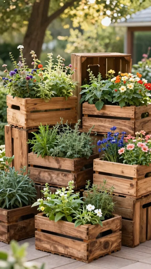 23 Unique Planter Designs That Will Elevate Your Outdoor Space Instantly! - 2. Rustic Wooden Crates 1