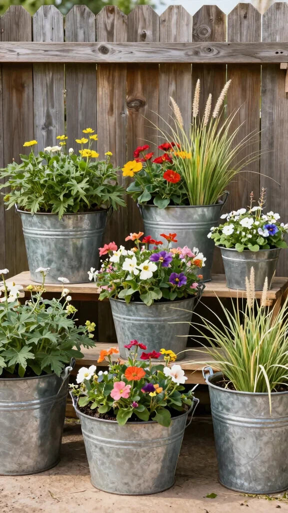 23 Unique Planter Designs That Will Elevate Your Outdoor Space Instantly! - 5. Vintage Metal Planters 1