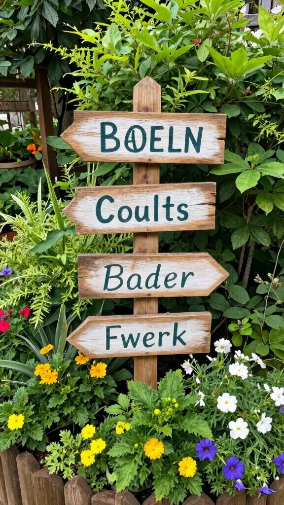 24 Creative Solutions for Shady Spots in Your Garden - 14. Custom Garden Signage 1