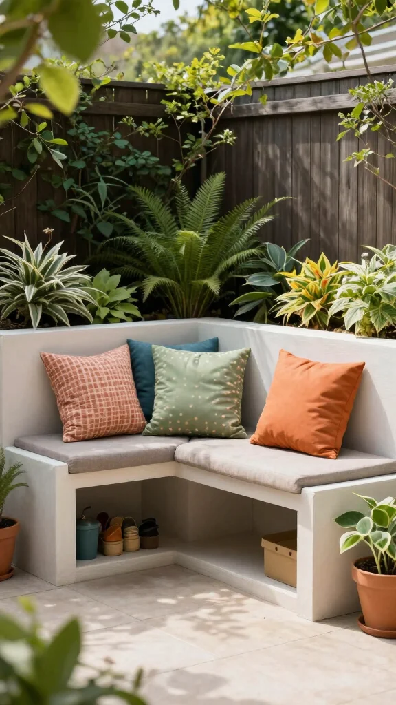 24 Creative Solutions for Shady Spots in Your Garden - 22. Garden Benches with Storage 1