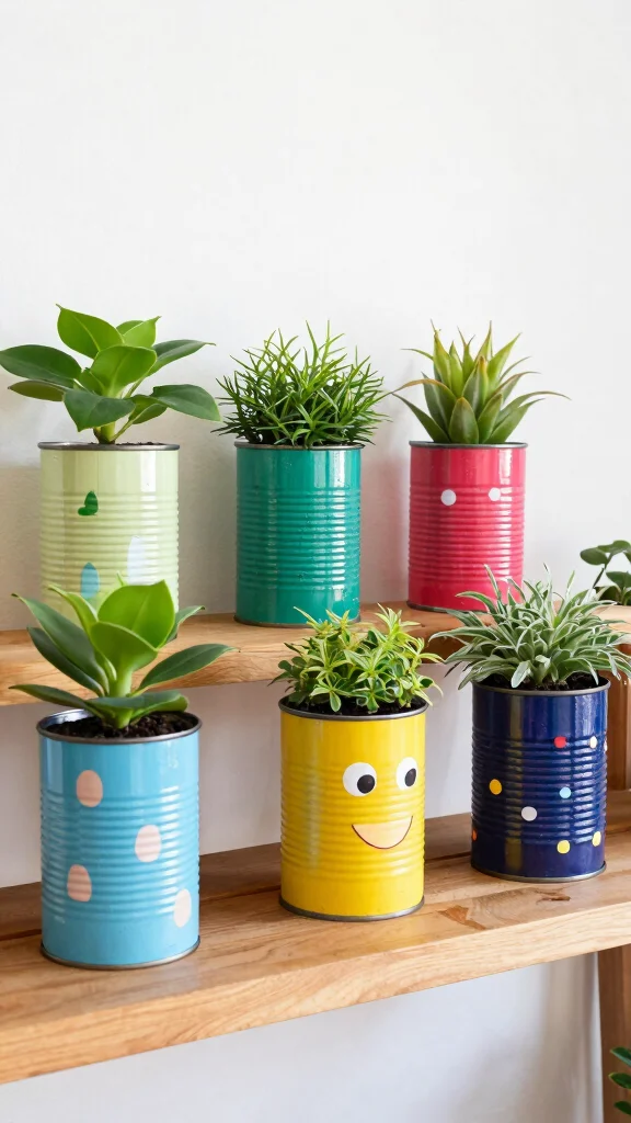 24 Eco-Friendly Decorative Planter Ideas That Are Good for the Earth! - 15. Recycled Food Cans 1