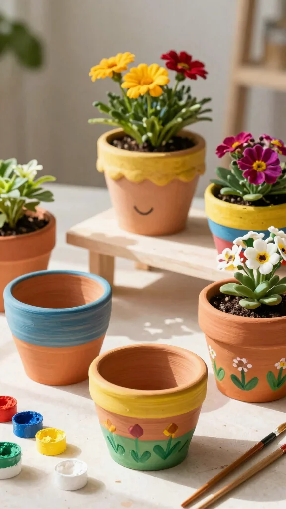 24 Eco-Friendly Decorative Planter Ideas That Are Good for the Earth! - 17. Clay Pot Painting 1