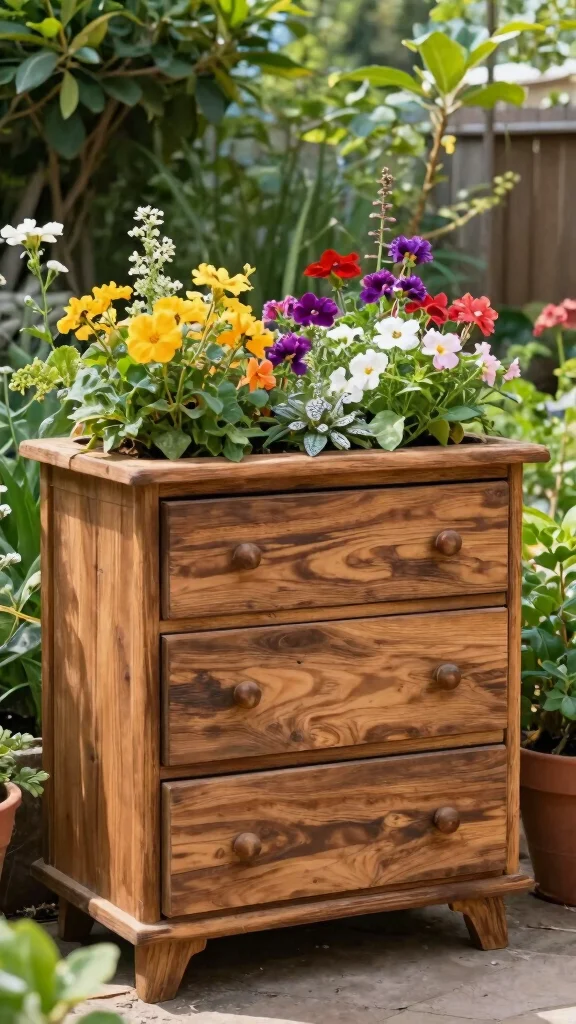 24 Eco-Friendly Decorative Planter Ideas That Are Good for the Earth! - 22. Upcycled Furniture Planters 1