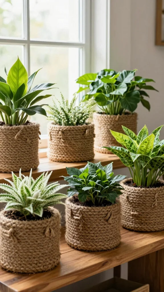 24 Eco-Friendly Decorative Planter Ideas That Are Good for the Earth! - 23. Rope-Wrapped Planters 1