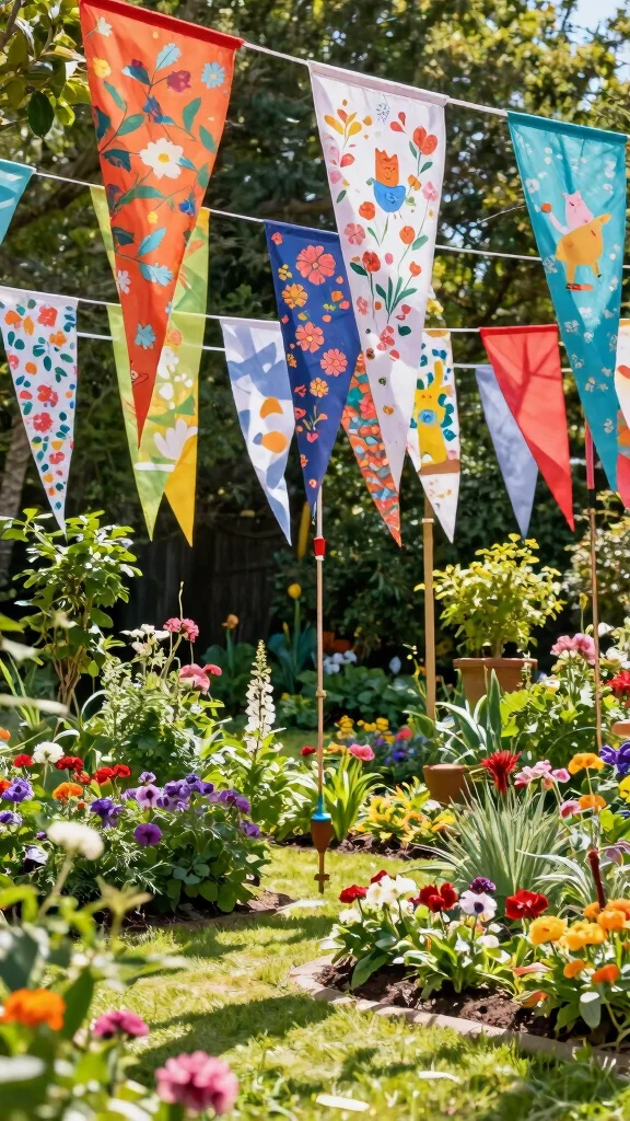 24 Whimsical Garden Decorations That Will Brighten Your Outdoor Space! - 11. Colorful Garden Flags 1