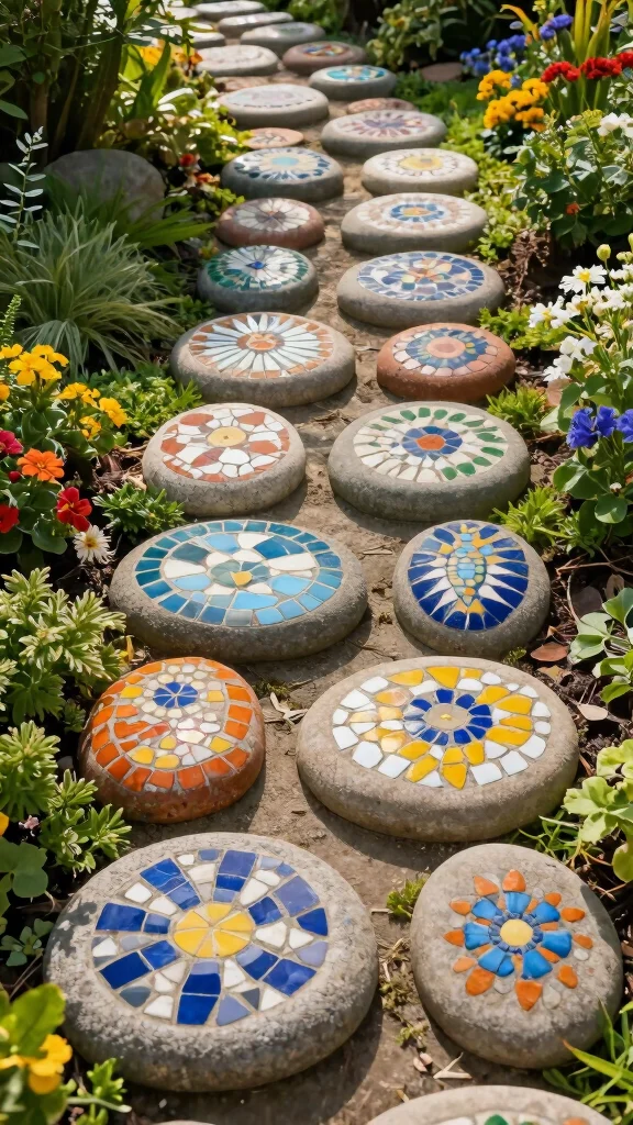 24 Whimsical Garden Decorations That Will Brighten Your Outdoor Space! - 15. Artistic Stepping Stones 1