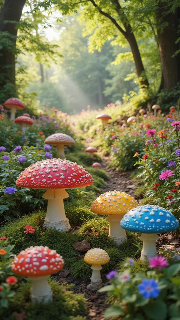 24 Whimsical Garden Decorations That Will Brighten Your Outdoor Space! - 16. Garden Toadstools 1