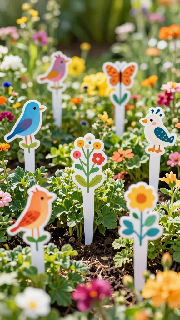 24 Whimsical Garden Decorations That Will Brighten Your Outdoor Space! - 19. Whimsical Plant Stakes 1