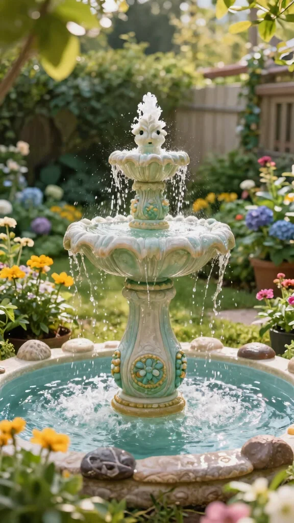 24 Whimsical Garden Decorations That Will Brighten Your Outdoor Space! - 22. Whimsical Water Features 1