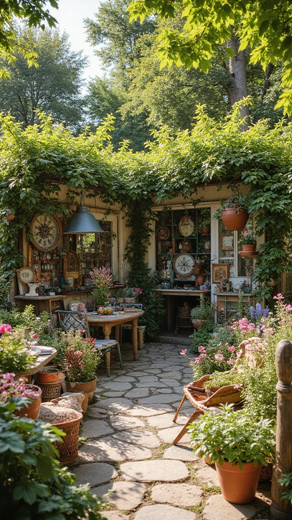 24 Whimsical Garden Decorations That Will Brighten Your Outdoor Space! - 24. Eclectic Garden Decor 1