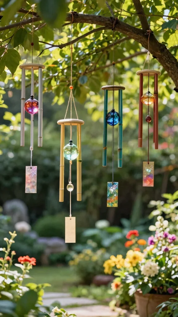 24 Whimsical Garden Decorations That Will Brighten Your Outdoor Space! - 7. Whimsical Wind Chimes 1