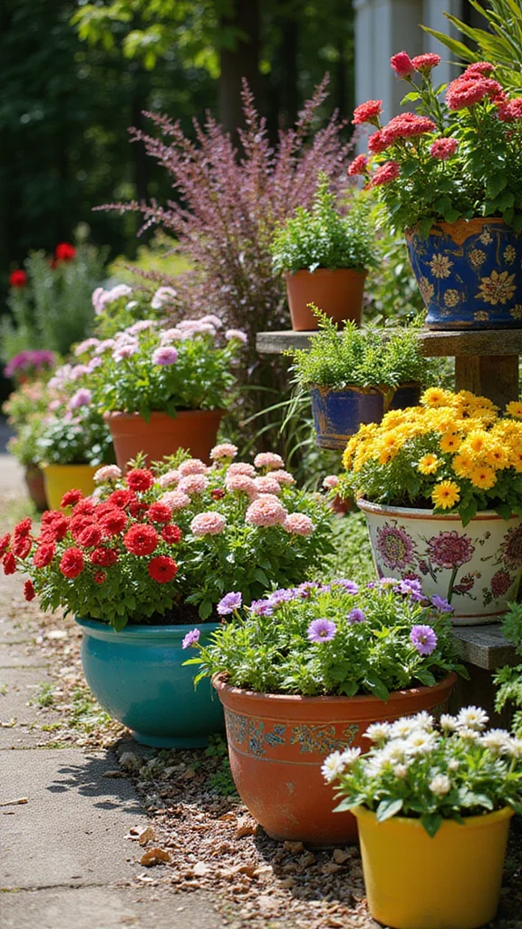 24 Whimsical Garden Decorations That Will Brighten Your Outdoor Space! - 9. Colorful Planters 1