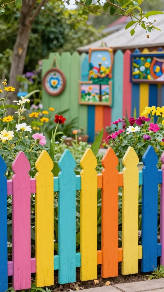 25 Budget-Friendly Outdoor Garden Decor Tips That Will Wow Your Neighbors! - 17. Add a Colorful Fence 1