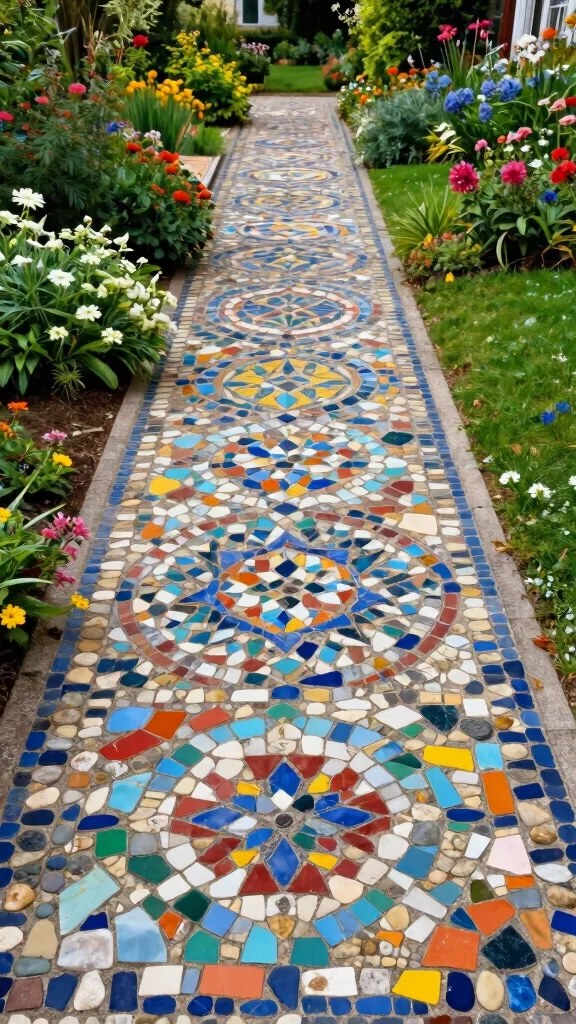 25 Budget-Friendly Outdoor Garden Decor Tips That Will Wow Your Neighbors! - 23. Create a Garden Mosaic 1