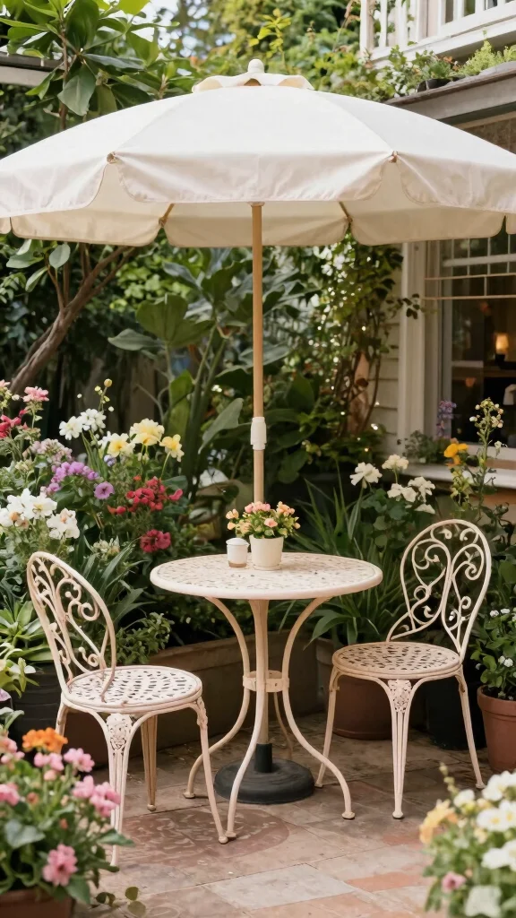 25 Cozy Garden Seating Inspirations for the Perfect Summer Retreat (Check Out #5!) - 16. Charming Bistro Set 1