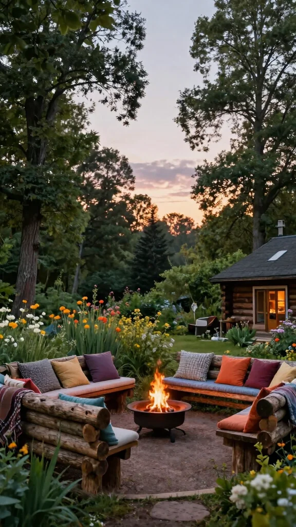 25 Cozy Garden Seating Inspirations for the Perfect Summer Retreat (Check Out #5!) - 20. Cozy Log Cabin Seating 1