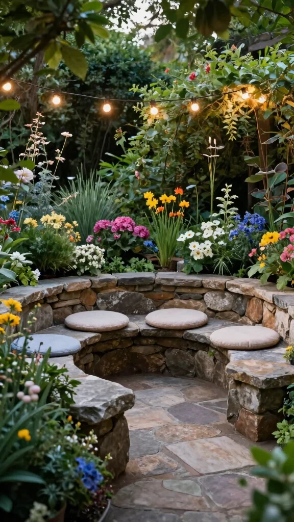 25 Cozy Garden Seating Inspirations for the Perfect Summer Retreat (Check Out #5!) - 22. Rustic Stone Seating 1
