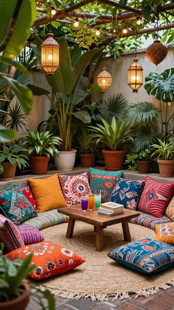 25 Cozy Garden Seating Inspirations for the Perfect Summer Retreat (Check Out #5!) - 3. Bohemian Lounge Area 1