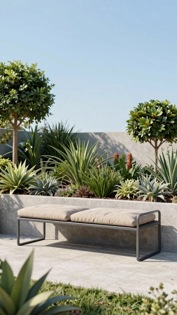 25 Cozy Garden Seating Inspirations for the Perfect Summer Retreat (Check Out #5!) - 8. Minimalist Metal Bench 1