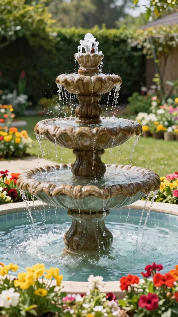 25 Easy DIY Full Sun Planters to Brighten Up Your Backyard Oasis! - 22. Flower Pot Fountain 1