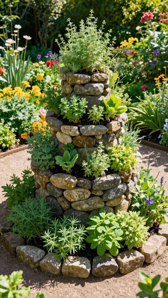 25 Easy DIY Full Sun Planters to Brighten Up Your Backyard Oasis! - 5. Herb Spiral 1
