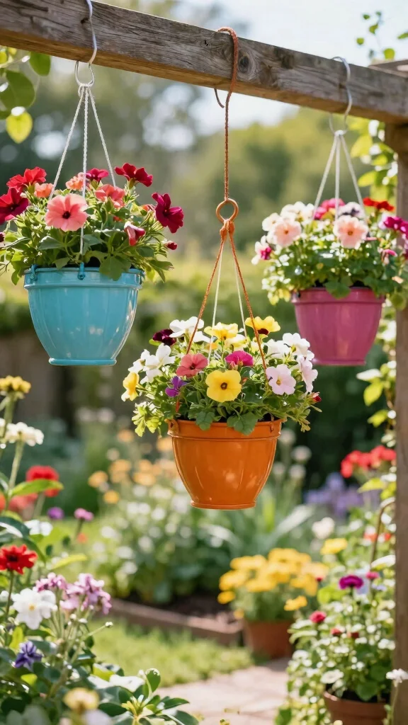 25 Easy DIY Full Sun Planters to Brighten Up Your Backyard Oasis! - 7. Hanging Planter Baskets 1