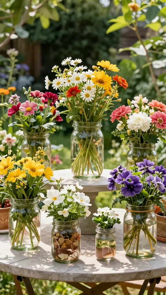 25 Easy DIY Full Sun Planters to Brighten Up Your Backyard Oasis! - 9. Glass Jar Garden 1