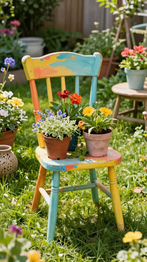 25 Eco-Friendly Vertical Garden Projects Using Recycled Materials (Help the Planet with Style!) - 11. Tired Old Chair Garden 1