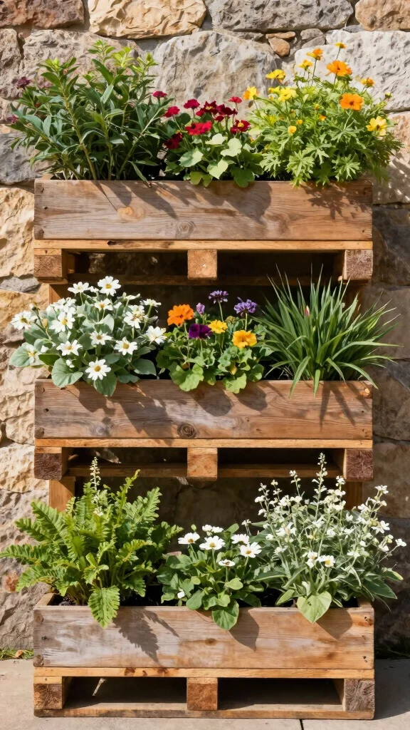 25 Eco-Friendly Vertical Garden Projects Using Recycled Materials (Help the Planet with Style!) - 12. Pallet Wall Planters 1