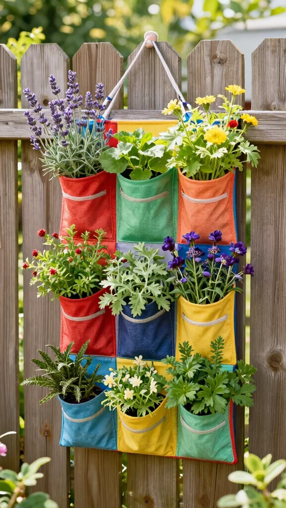 25 Eco-Friendly Vertical Garden Projects Using Recycled Materials (Help the Planet with Style!) - 2. Hanging Shoe Organizer Planters 1