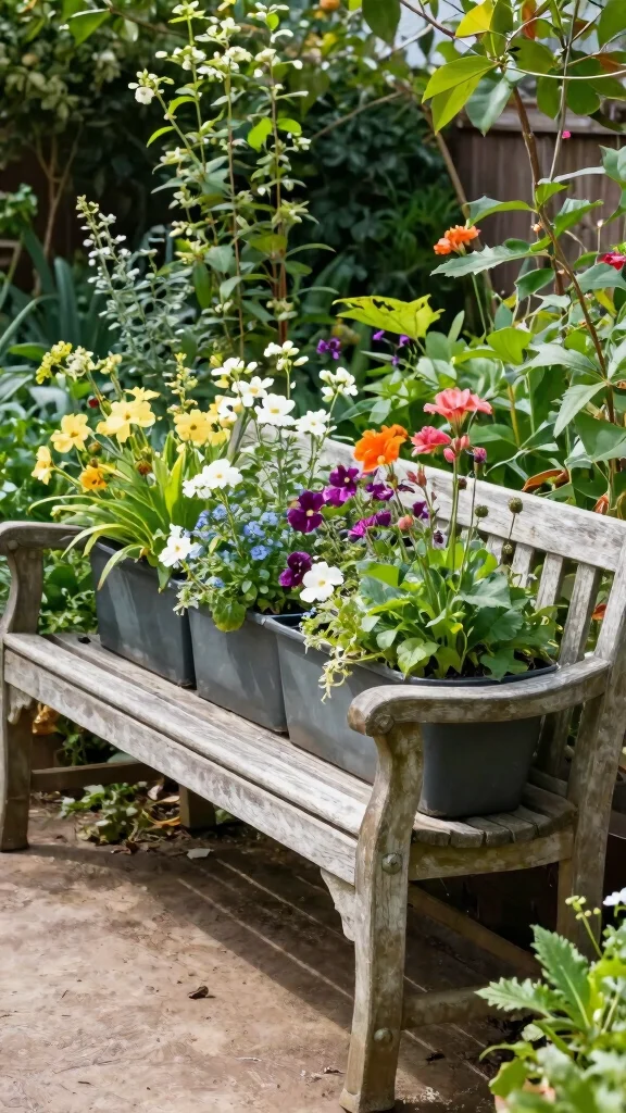 25 Eco-Friendly Vertical Garden Projects Using Recycled Materials (Help the Planet with Style!) - 24. Old Garden Bench Planter 1
