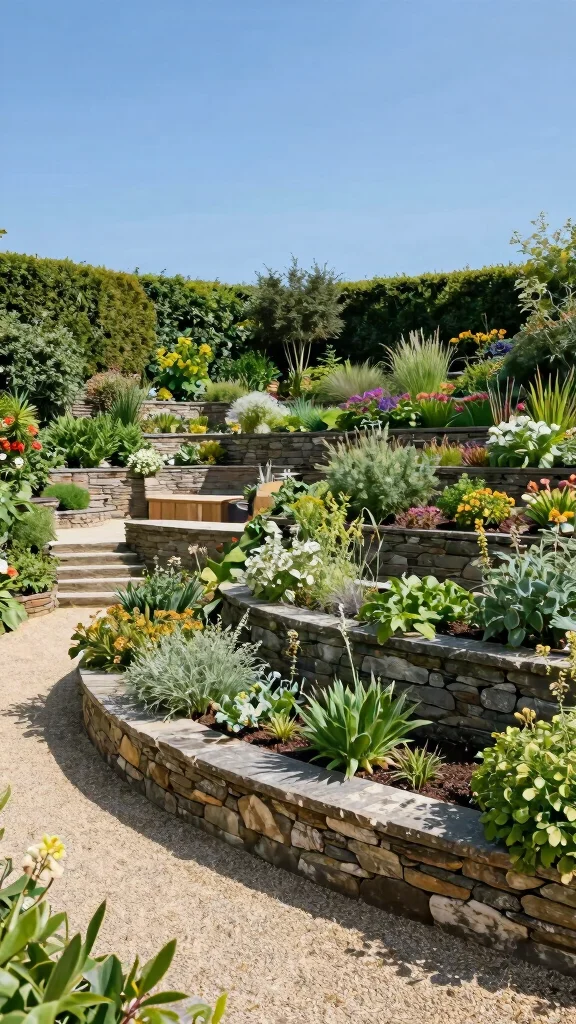 25 Erosion Control Garden Designs with Smart Drainage Solutions (You’ll Want to Copy #19!) - 1. Serene Stone Terraces 1