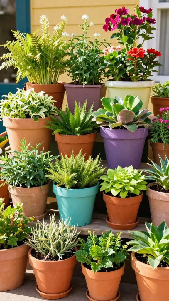 25 Erosion Control Garden Designs with Smart Drainage Solutions (You’ll Want to Copy #19!) - 13. Charming Container Gardens 1