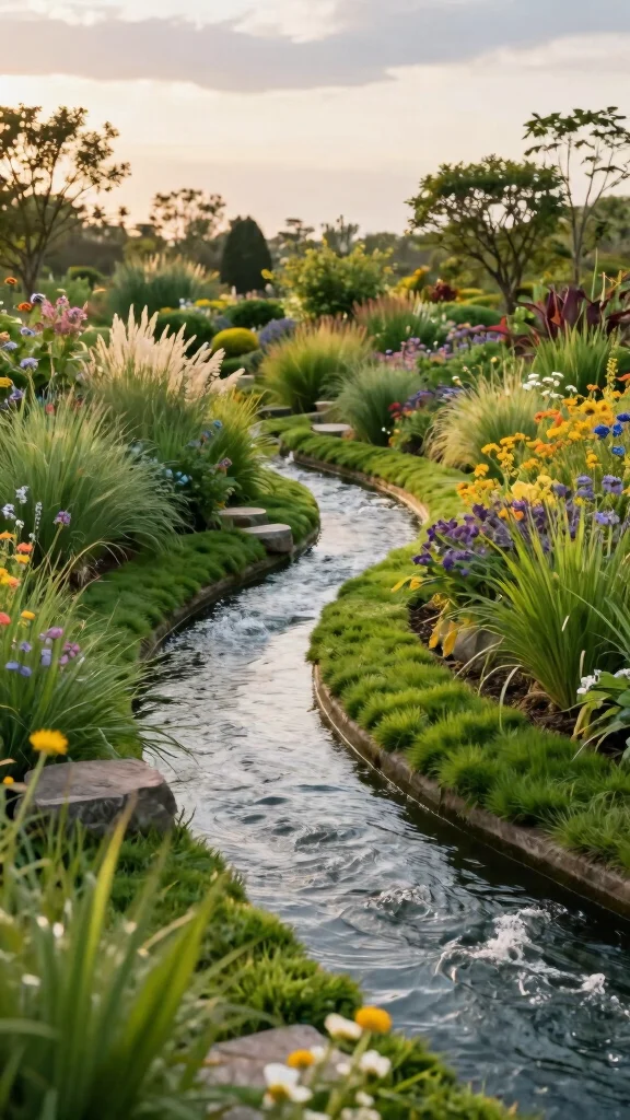 25 Erosion Control Garden Designs with Smart Drainage Solutions (You’ll Want to Copy #19!) - 3. Lush Green Swales 1