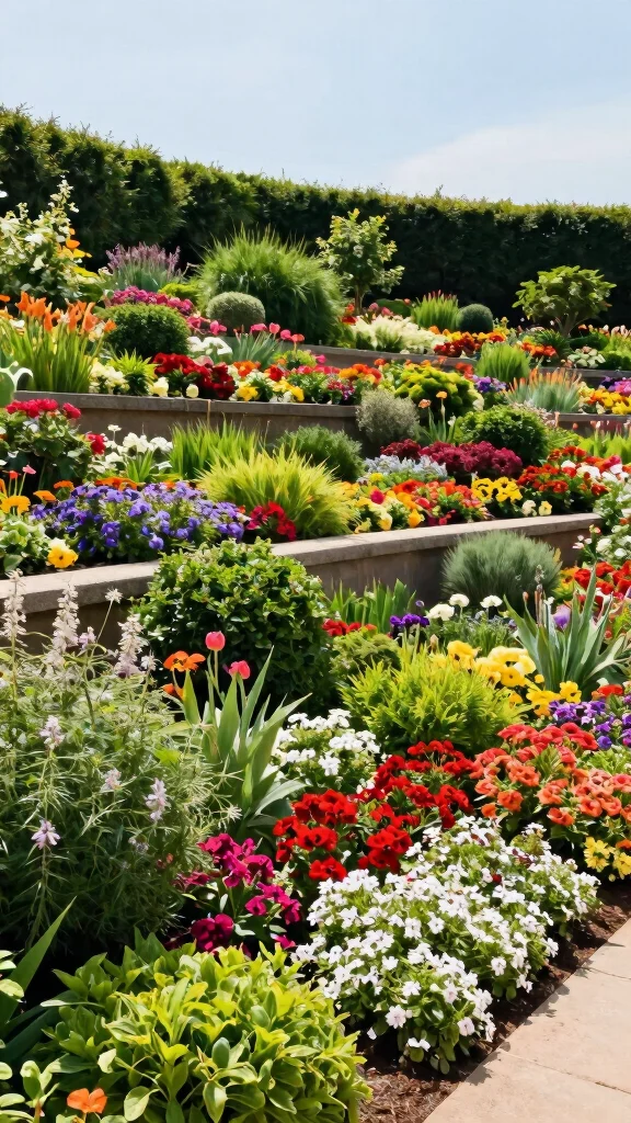 25 Erosion Control Garden Designs with Smart Drainage Solutions (You’ll Want to Copy #19!) - 4. Terraced Flower Gardens 1