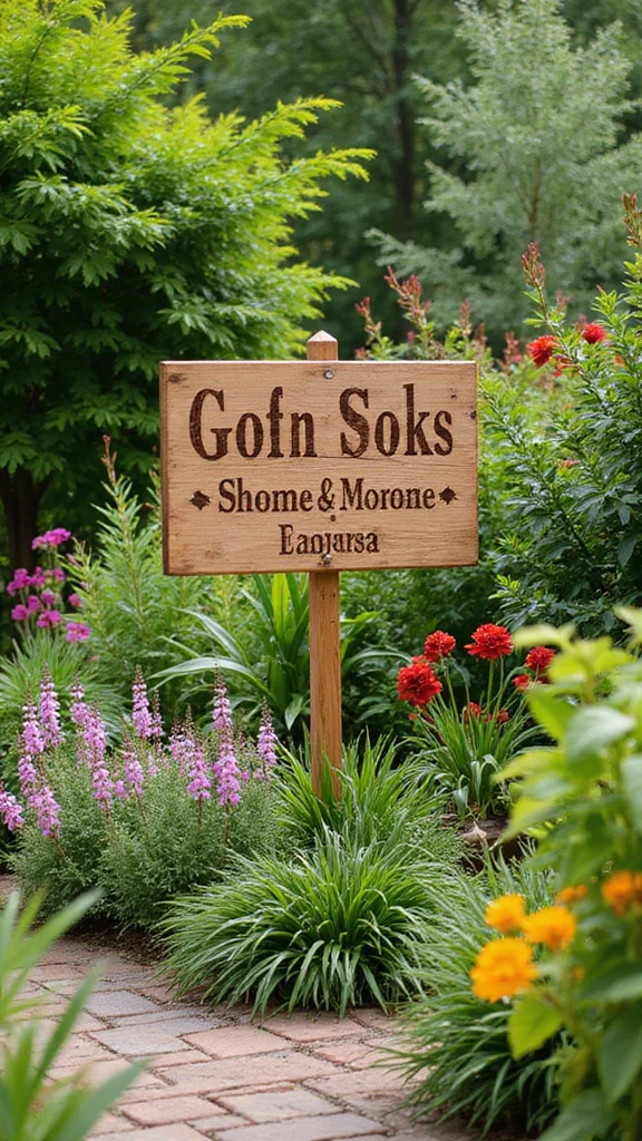 25 Inspiring Nancy Meyers Backyard Designs That Will Transform Your Outdoor Space! - 15. Custom Garden Signage 1