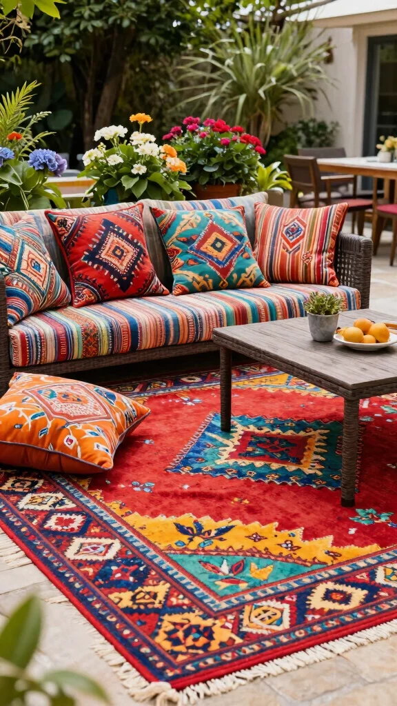 25 Inspiring Nancy Meyers Backyard Designs That Will Transform Your Outdoor Space! - 24. Outdoor Rugs 1