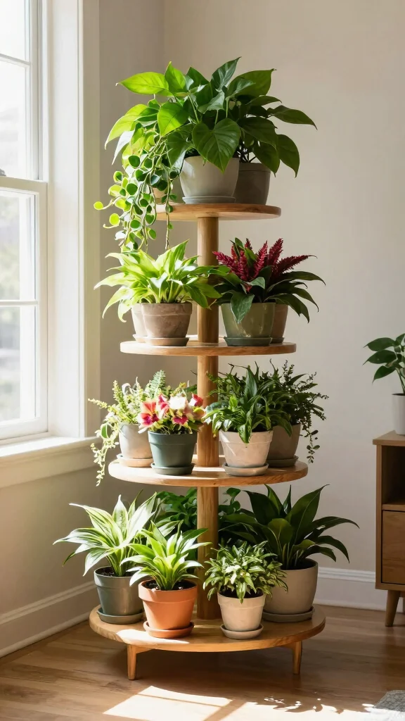 25 Space-Saving Vertical Gardening Ideas You Never Knew You Needed! - 9. Multi-Tiered Plant Stands 1