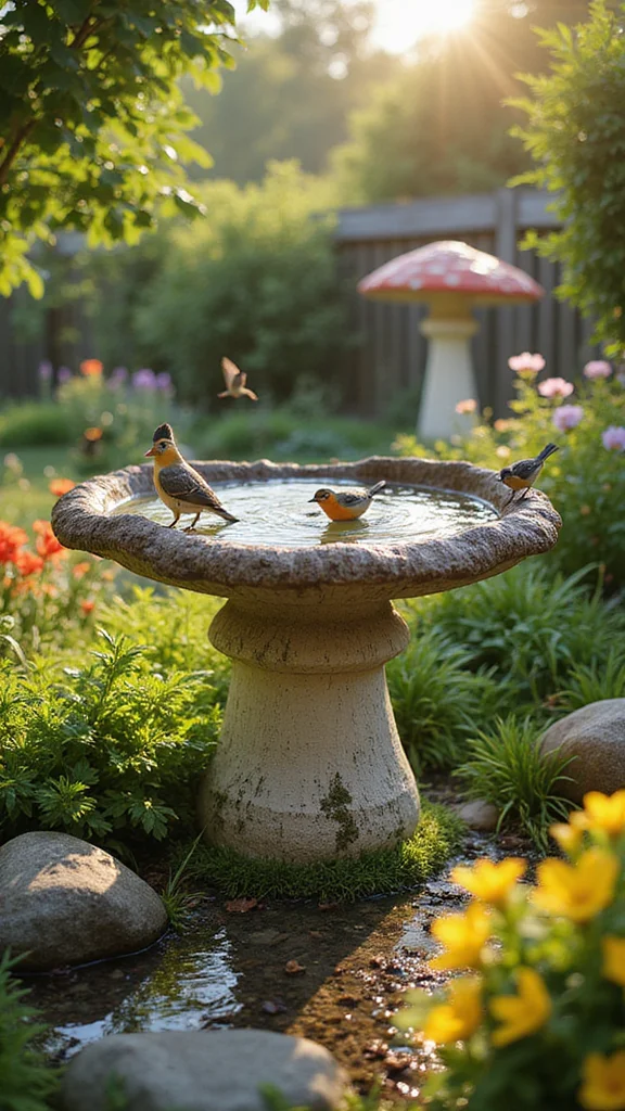25 Whimsical Garden Decorations That Will Brighten Your Outdoor Space! - 12. Quirky Bird Baths 1