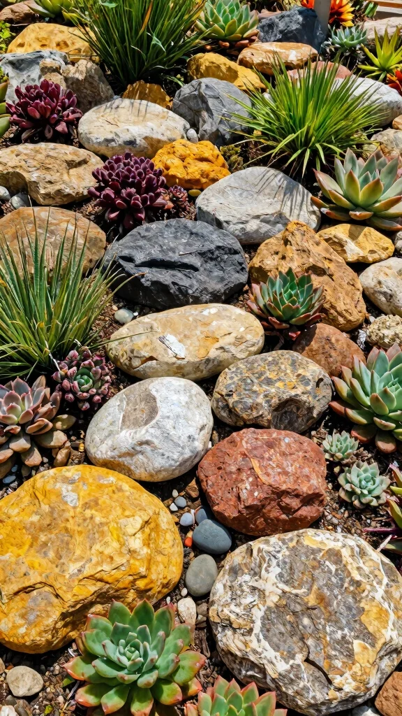 25 Whimsical Garden Decorations That Will Brighten Your Outdoor Space! - 18. Colorful Rock Gardens 1
