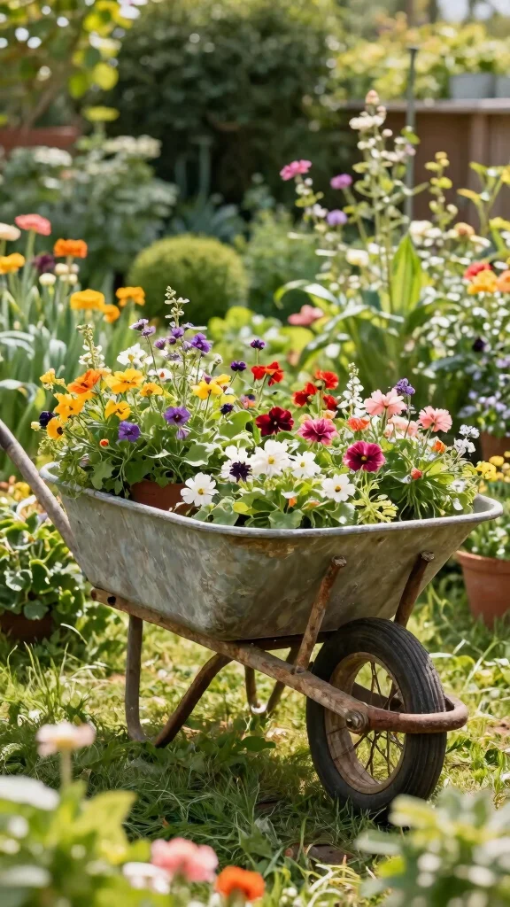 25 Whimsical Garden Decorations That Will Brighten Your Outdoor Space! - 21. Vintage Wheelbarrows 1