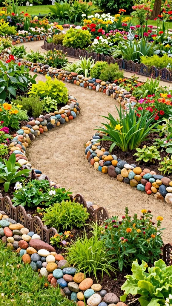 25 Whimsical Garden Decorations That Will Brighten Your Outdoor Space! - 23. Creative Garden Borders 1