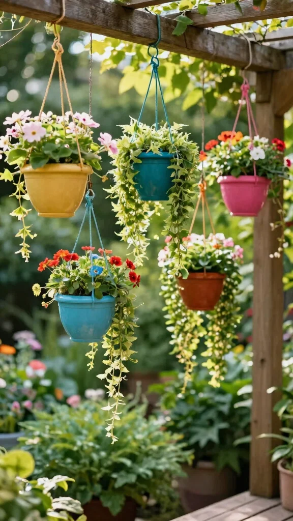 27 DIY Landscape Projects for Small Spaces That Are Super Easy! - 12. Hanging Planters 1