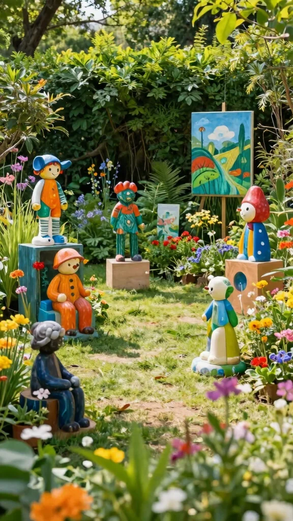 27 DIY Landscape Projects for Small Spaces That Are Super Easy! - 20. Outdoor Art Gallery 1