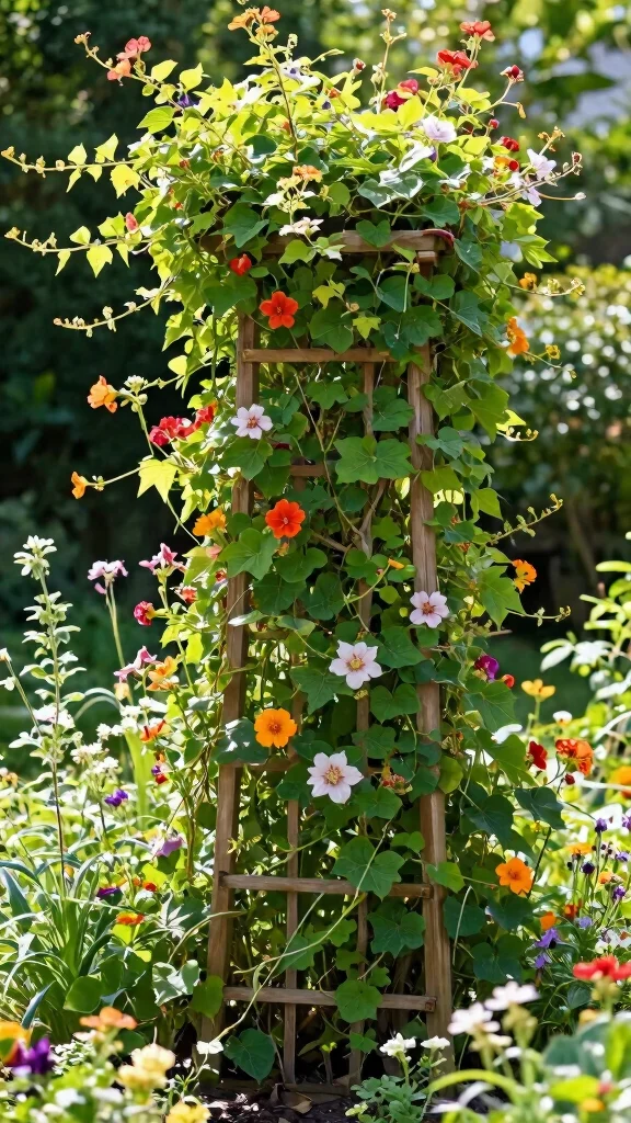 27 DIY Landscape Projects for Small Spaces That Are Super Easy! - 8. Climbing Plants on Trellis 1